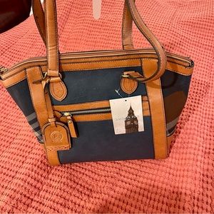 NWT London Fog Milton Tote Plaid Handbag